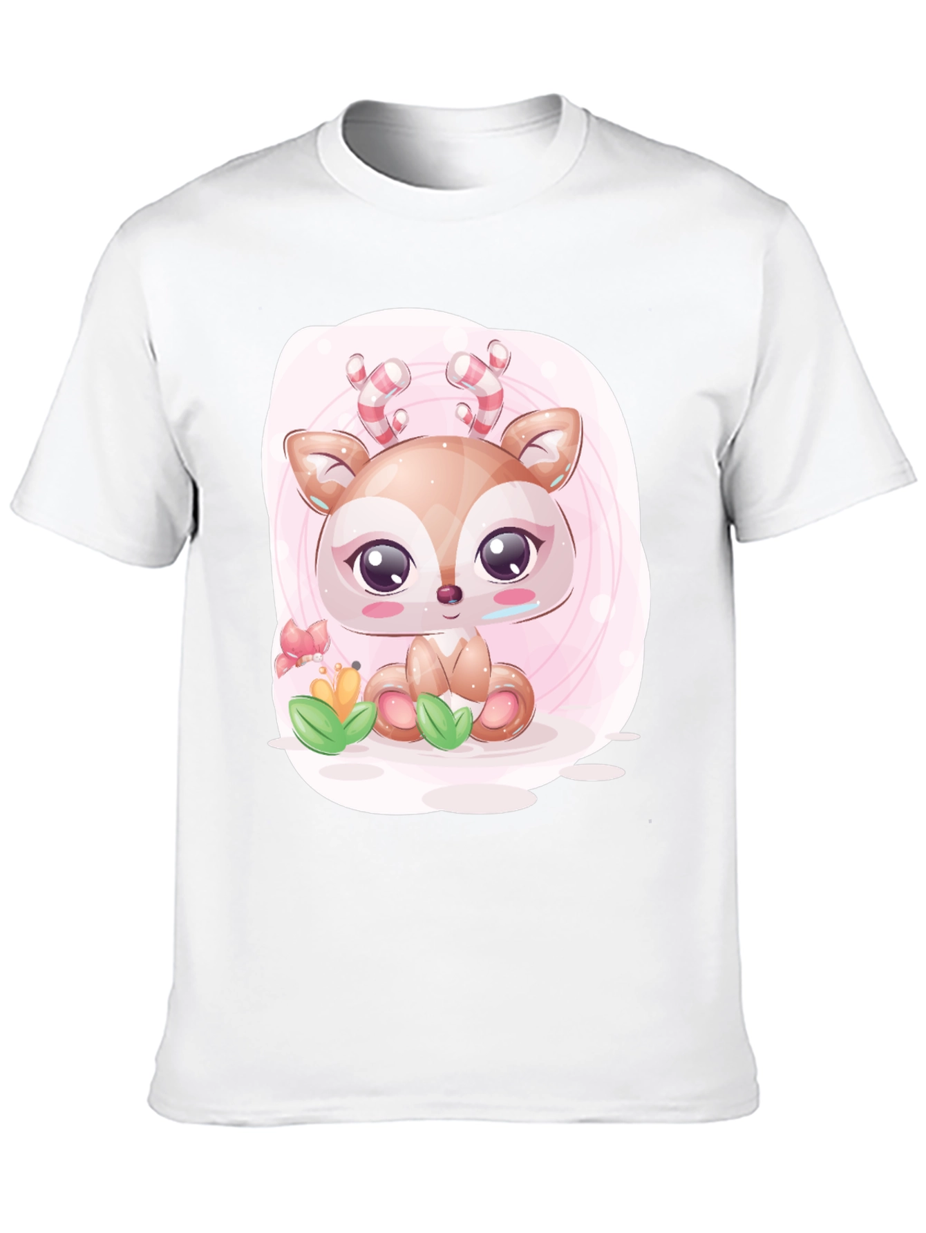 Cute Deer Graphic Tee - Black Casual T-Shirt