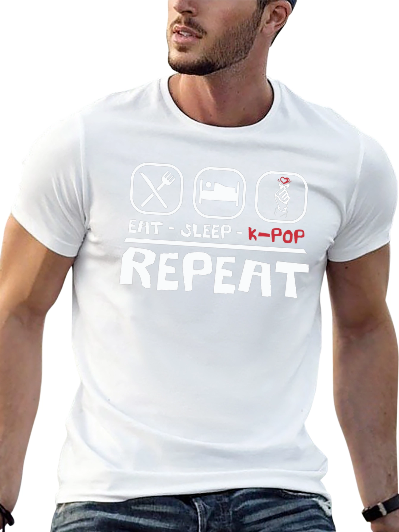 Eat Sleep K-Pop Repeat Black T-Shirt