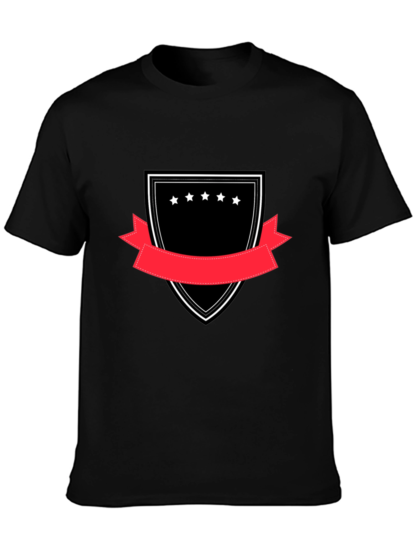 Embroidered Crest Graphic Tee - Black