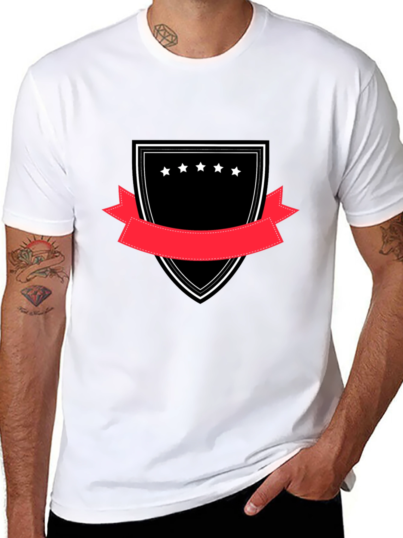 Embroidered Crest Graphic Tee - Black