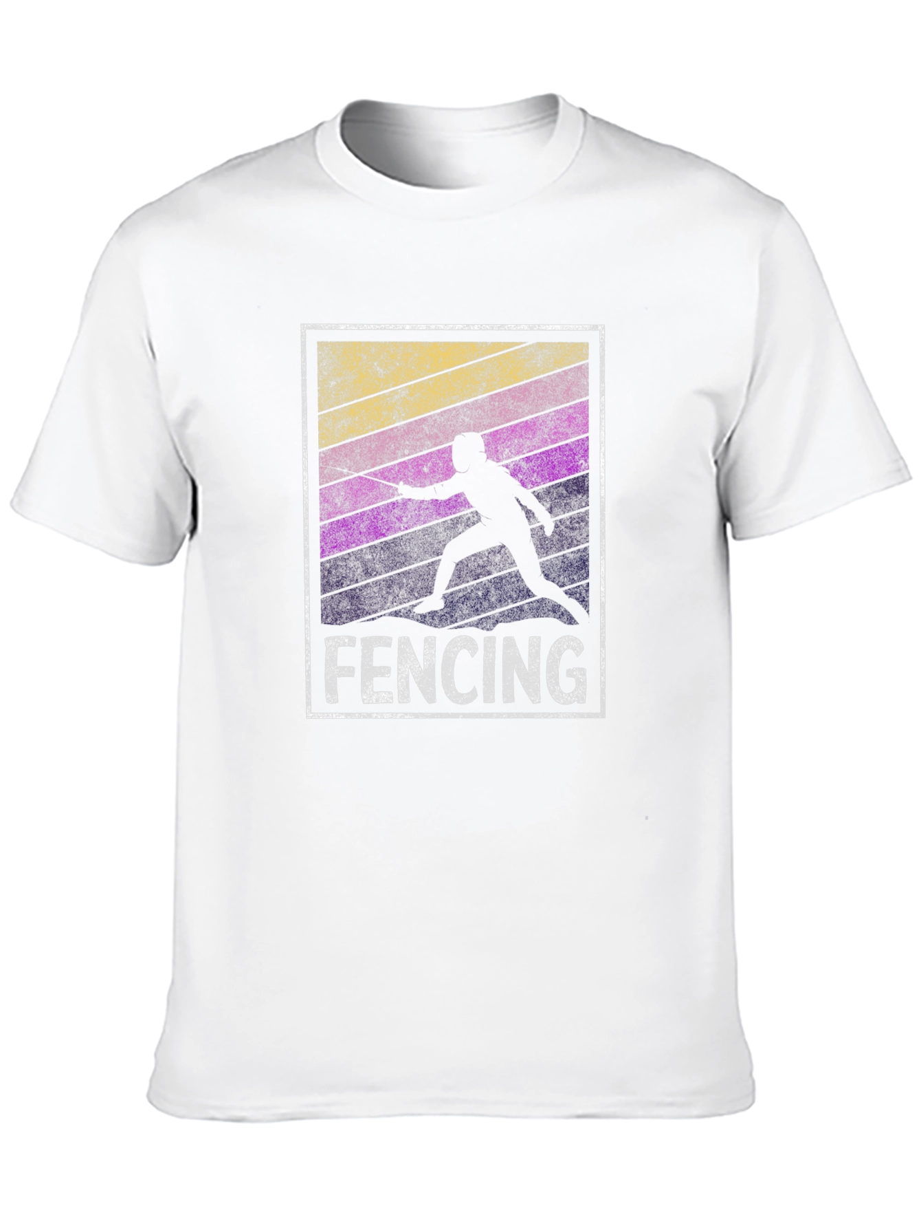 Fencing Silhouette T-Shirt - Retro Style