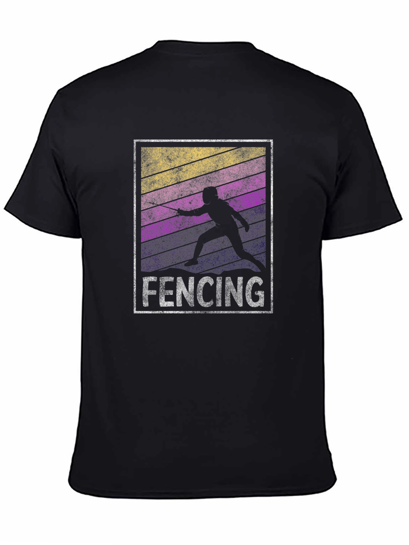 Fencing Silhouette T-Shirt - Retro Style