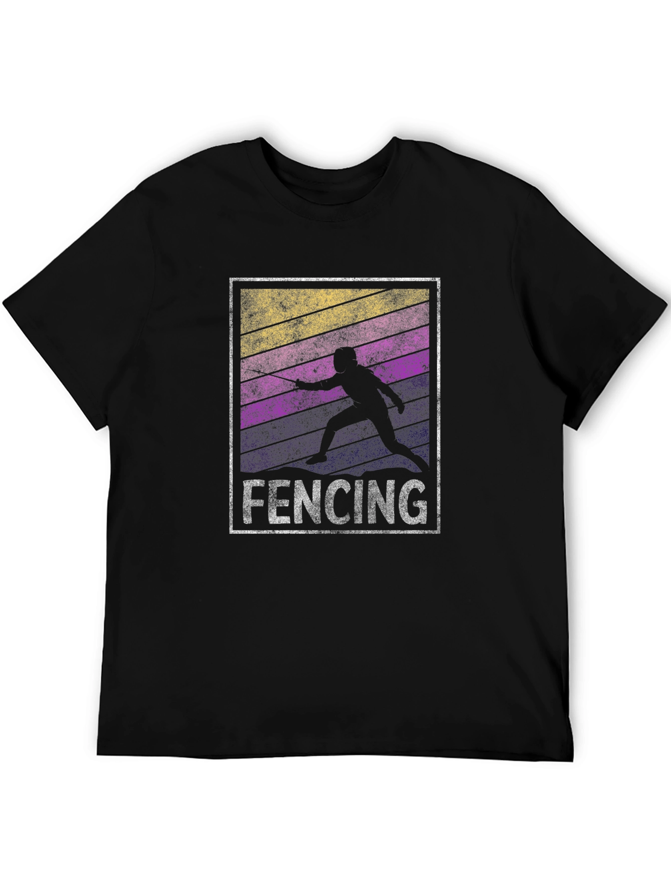 Fencing Silhouette T-Shirt - Retro Style