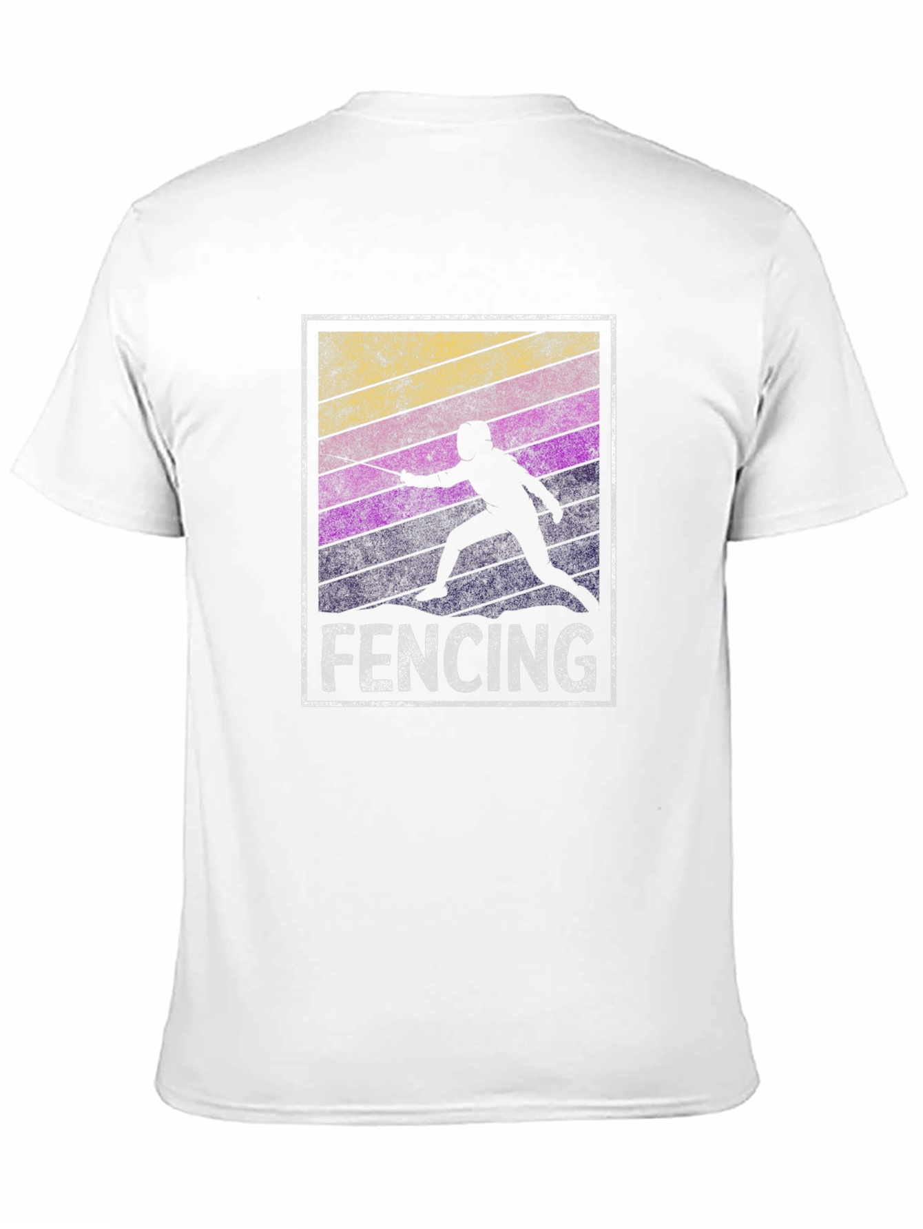 Fencing Silhouette T-Shirt - Retro Style