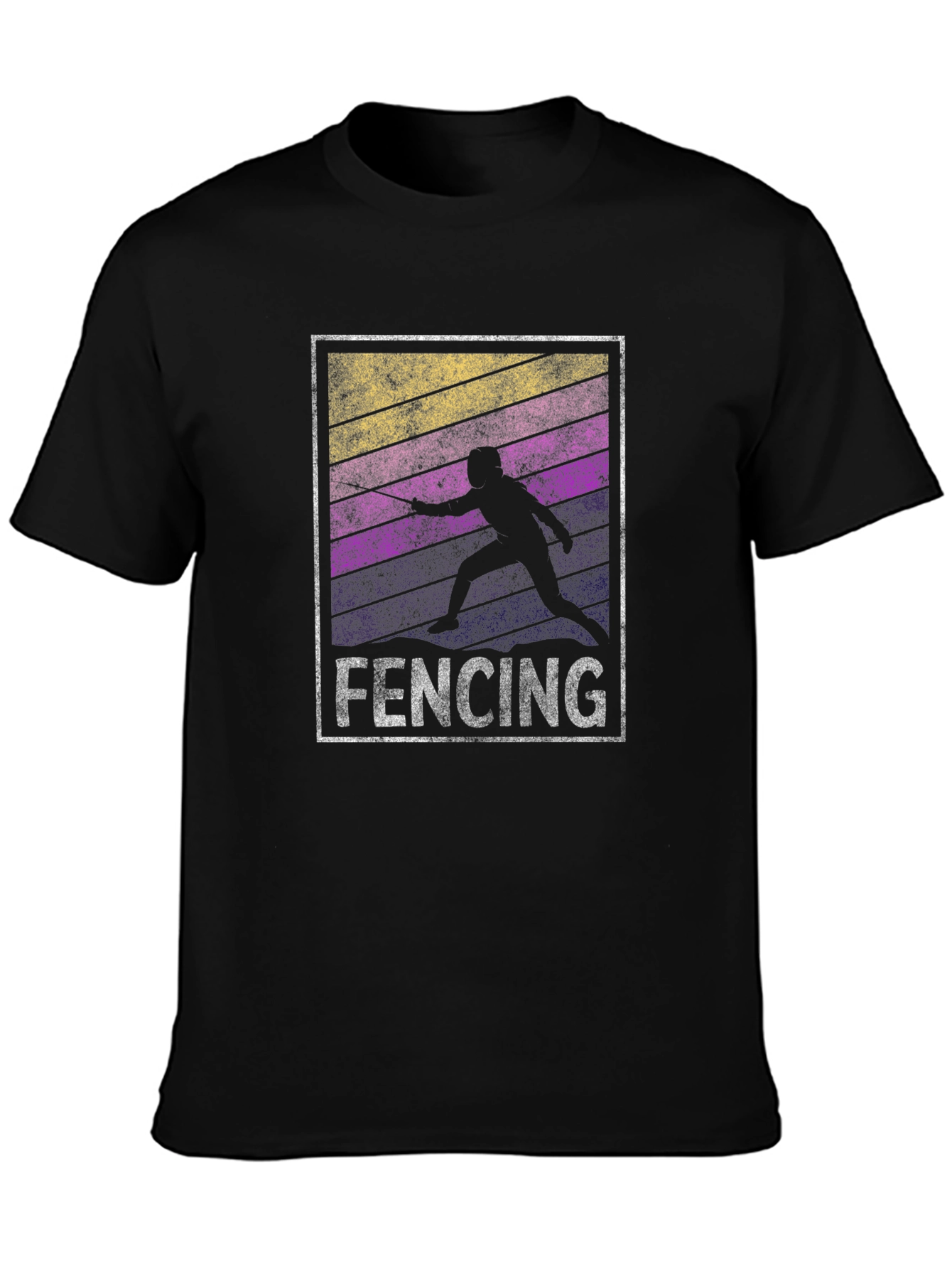 Fencing Silhouette T-Shirt - Retro Style
