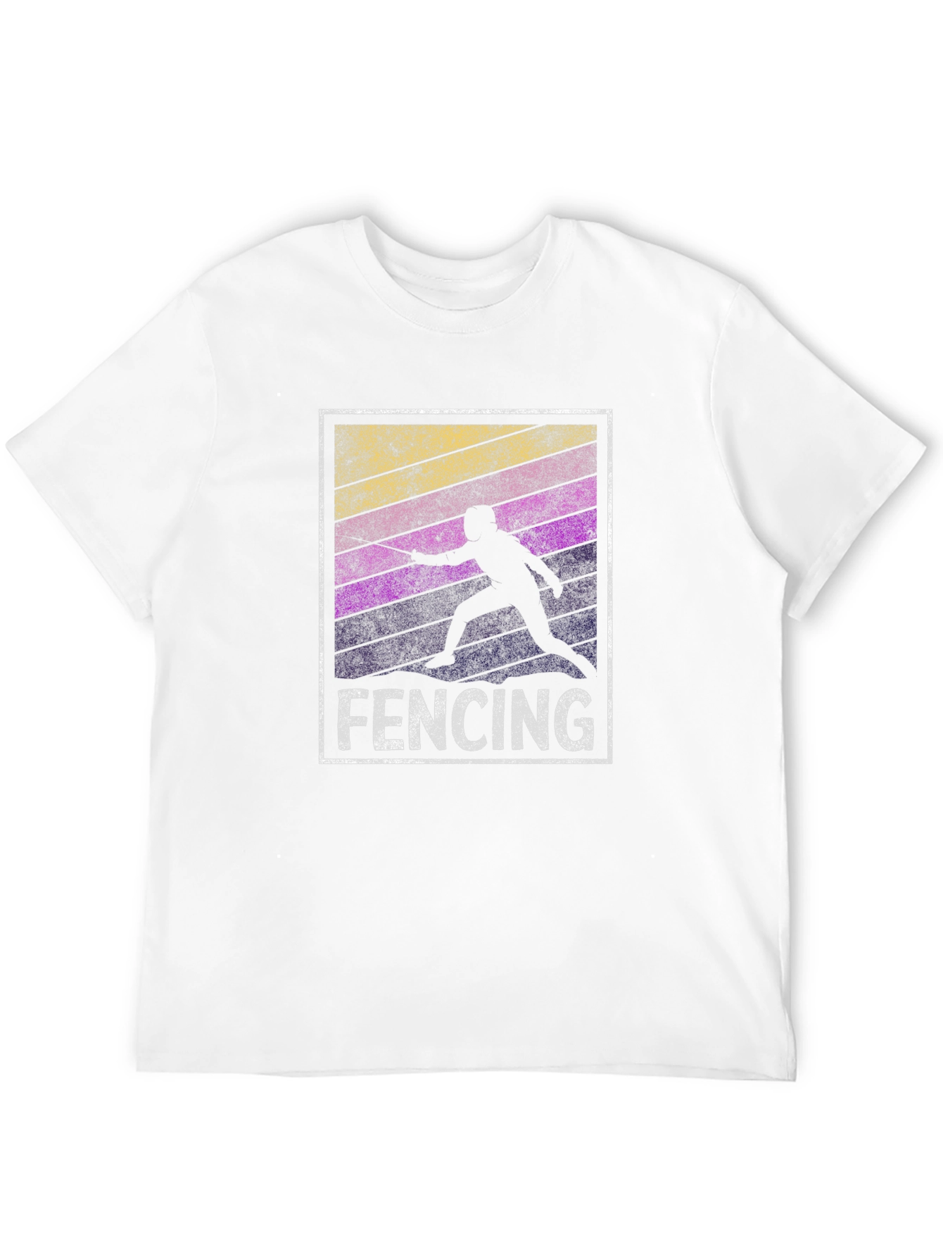 Fencing Silhouette T-Shirt - Retro Style