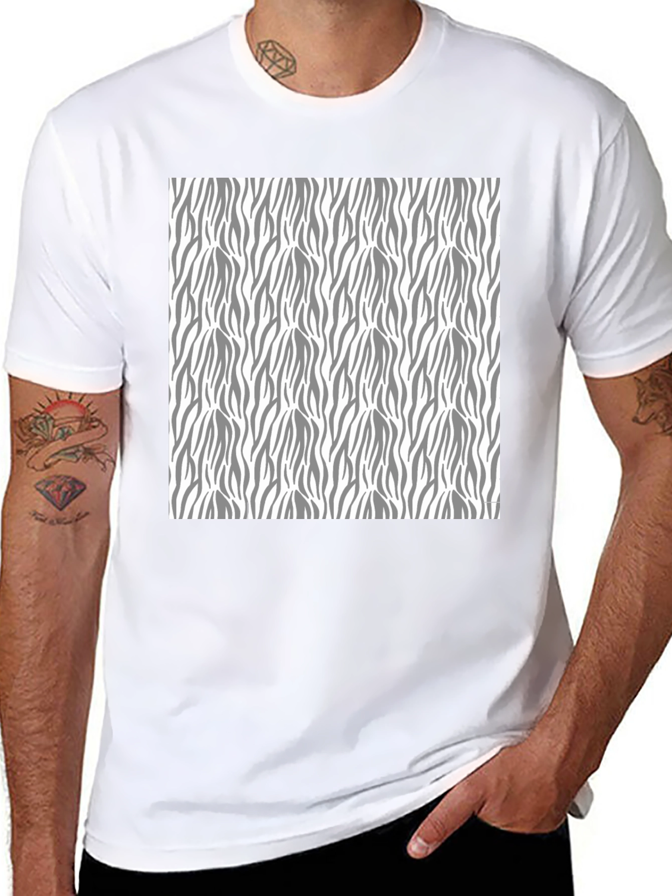 Stylish Black T-Shirt with Zebra Stripe Pattern