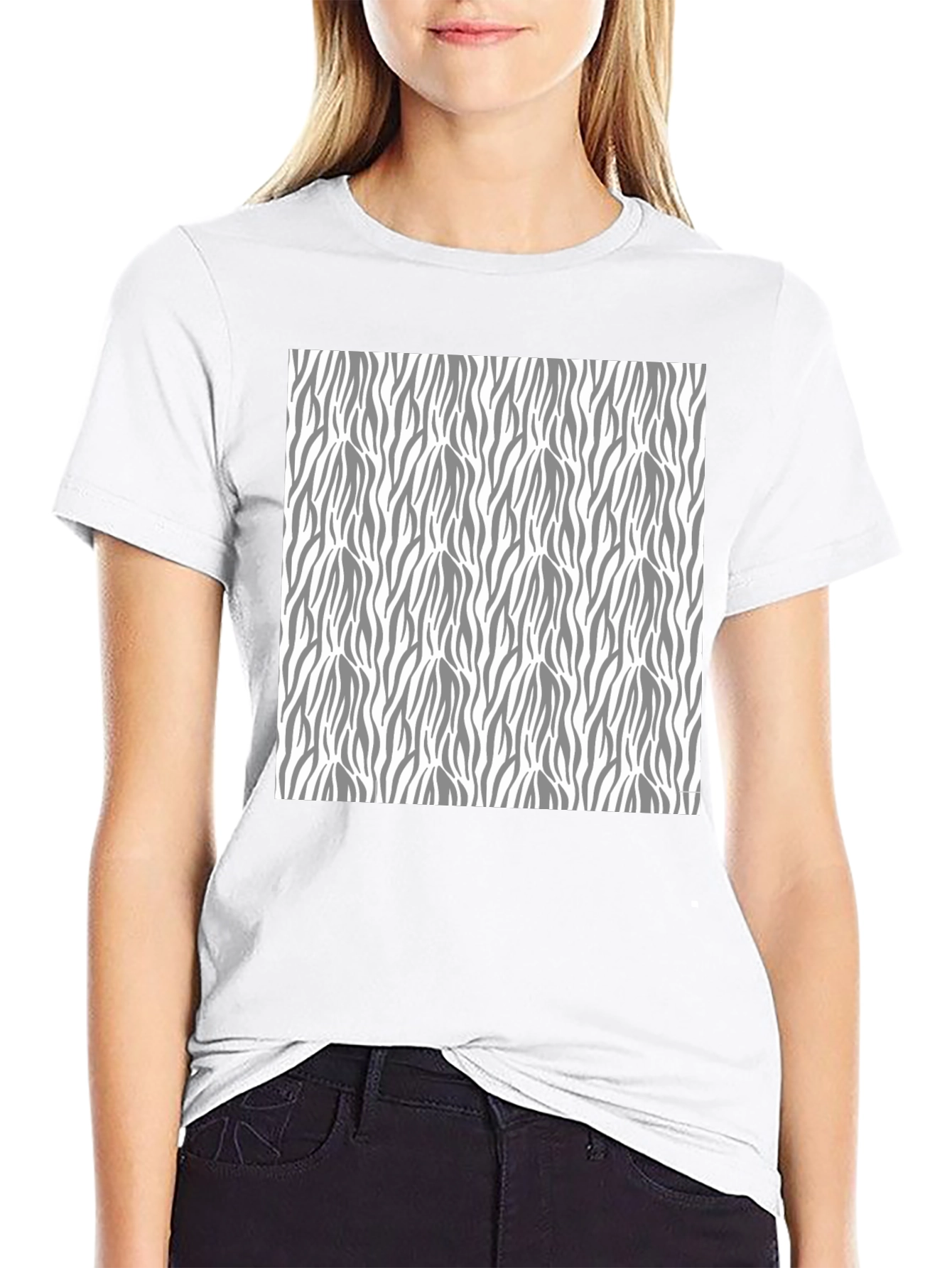 Stylish Black T-Shirt with Zebra Stripe Pattern