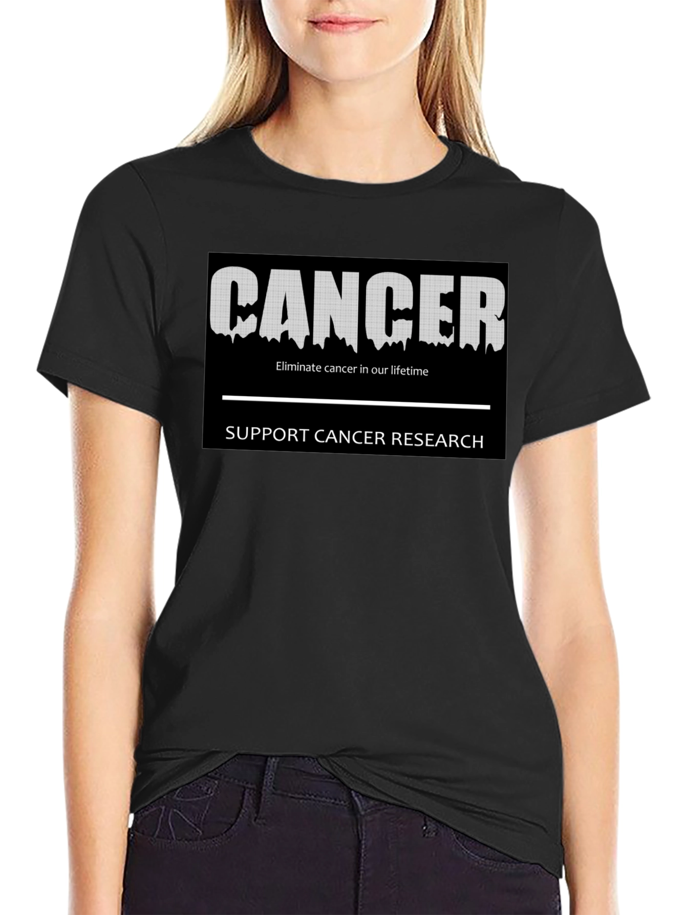 Support Cancer Research Black T-Shirt