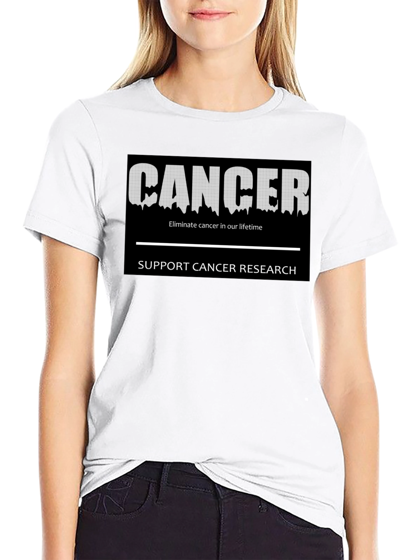 Support Cancer Research Black T-Shirt