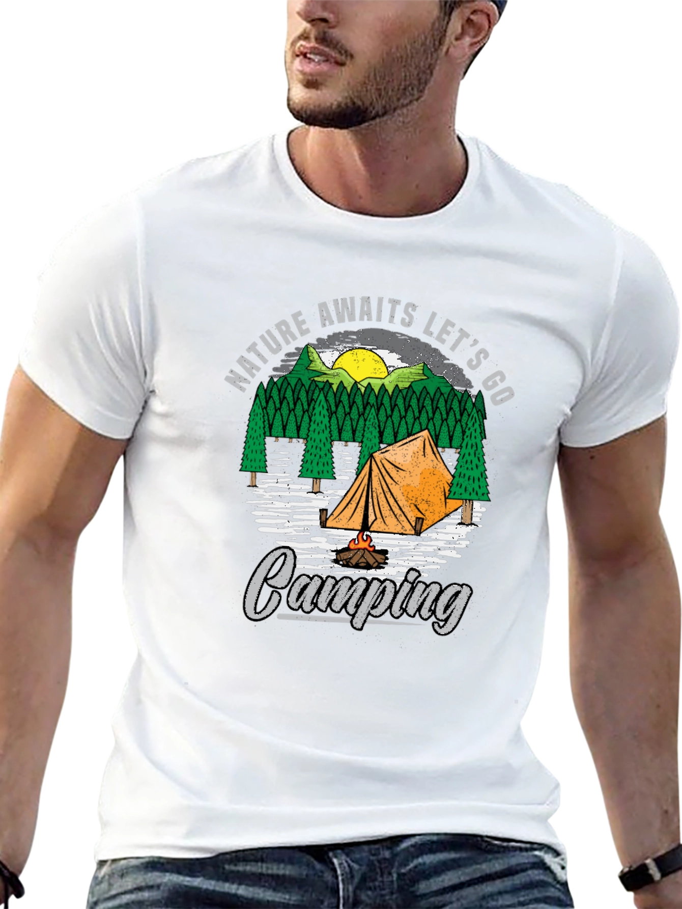 Nature Awaits Camping Graphic Tee - Black