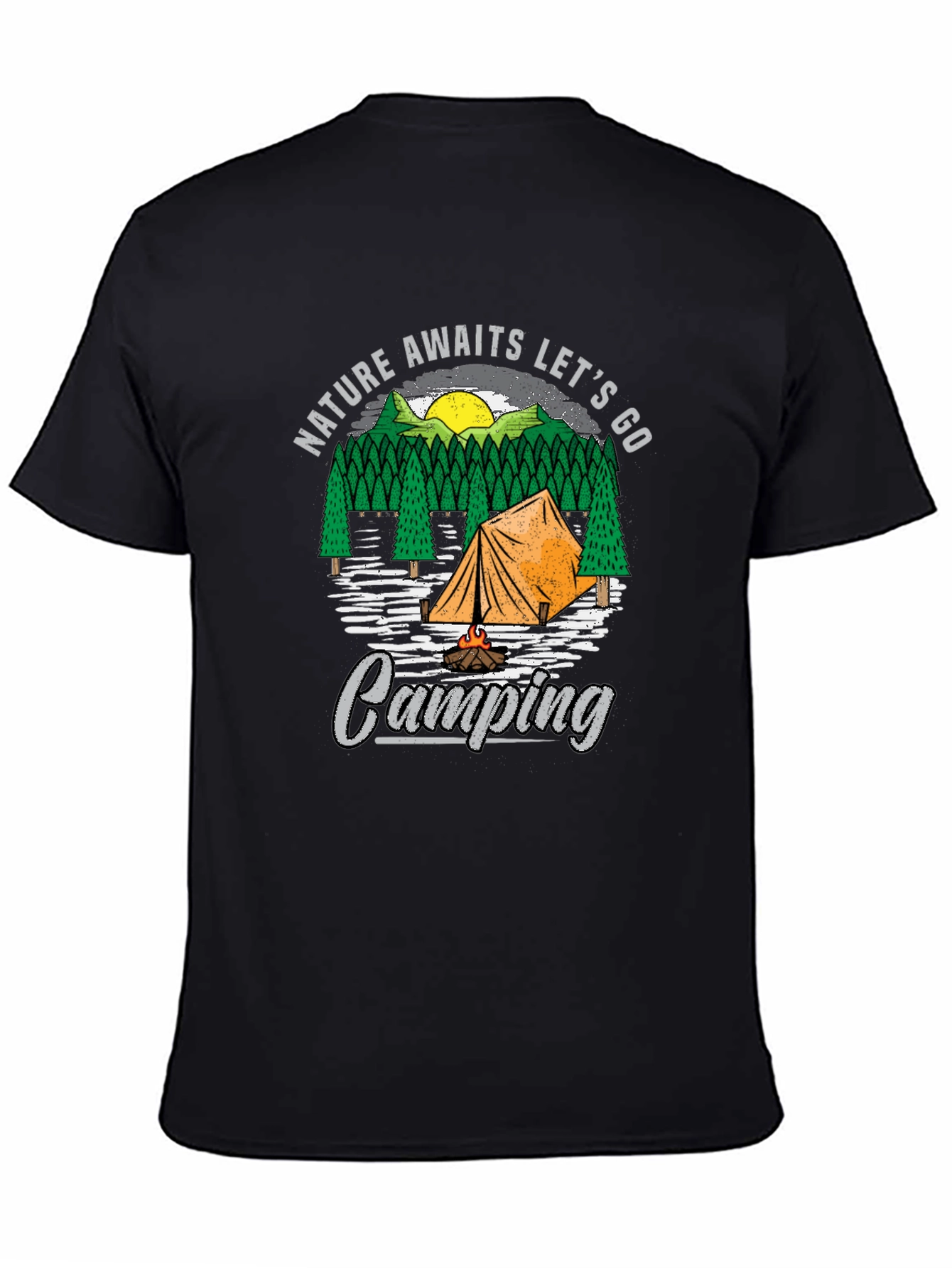 Nature Awaits Camping Graphic Tee - Black