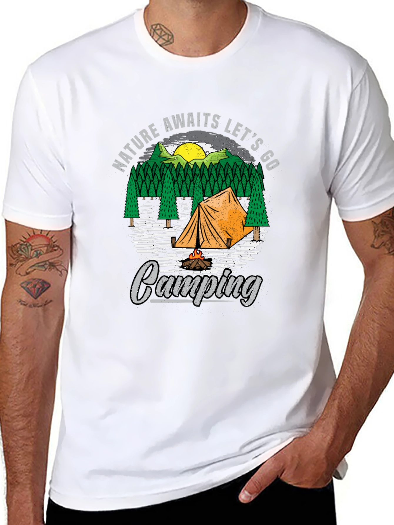 Nature Awaits Camping Graphic Tee - Black