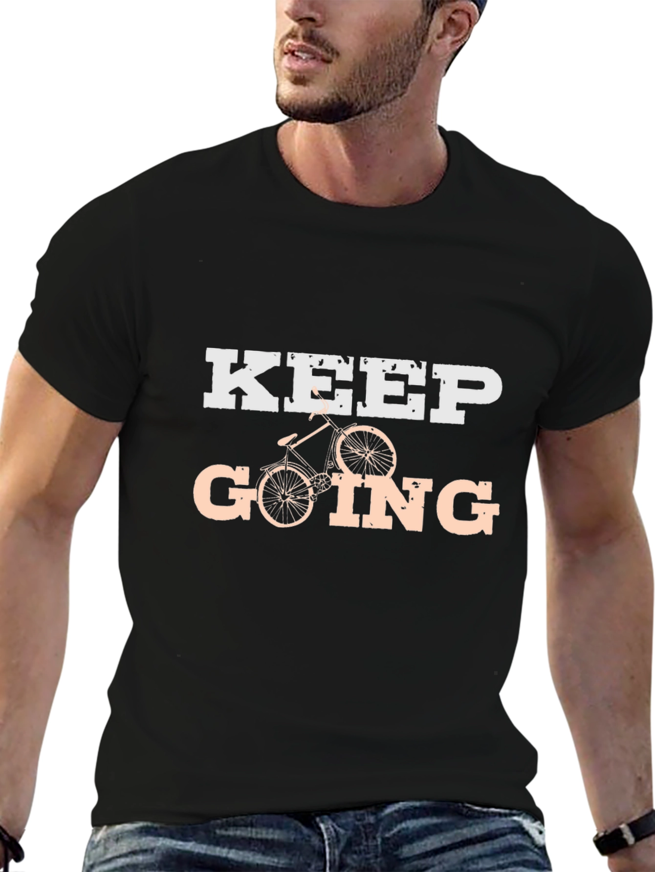 Keep Going Bike T-Shirt - Black Graphic Tee