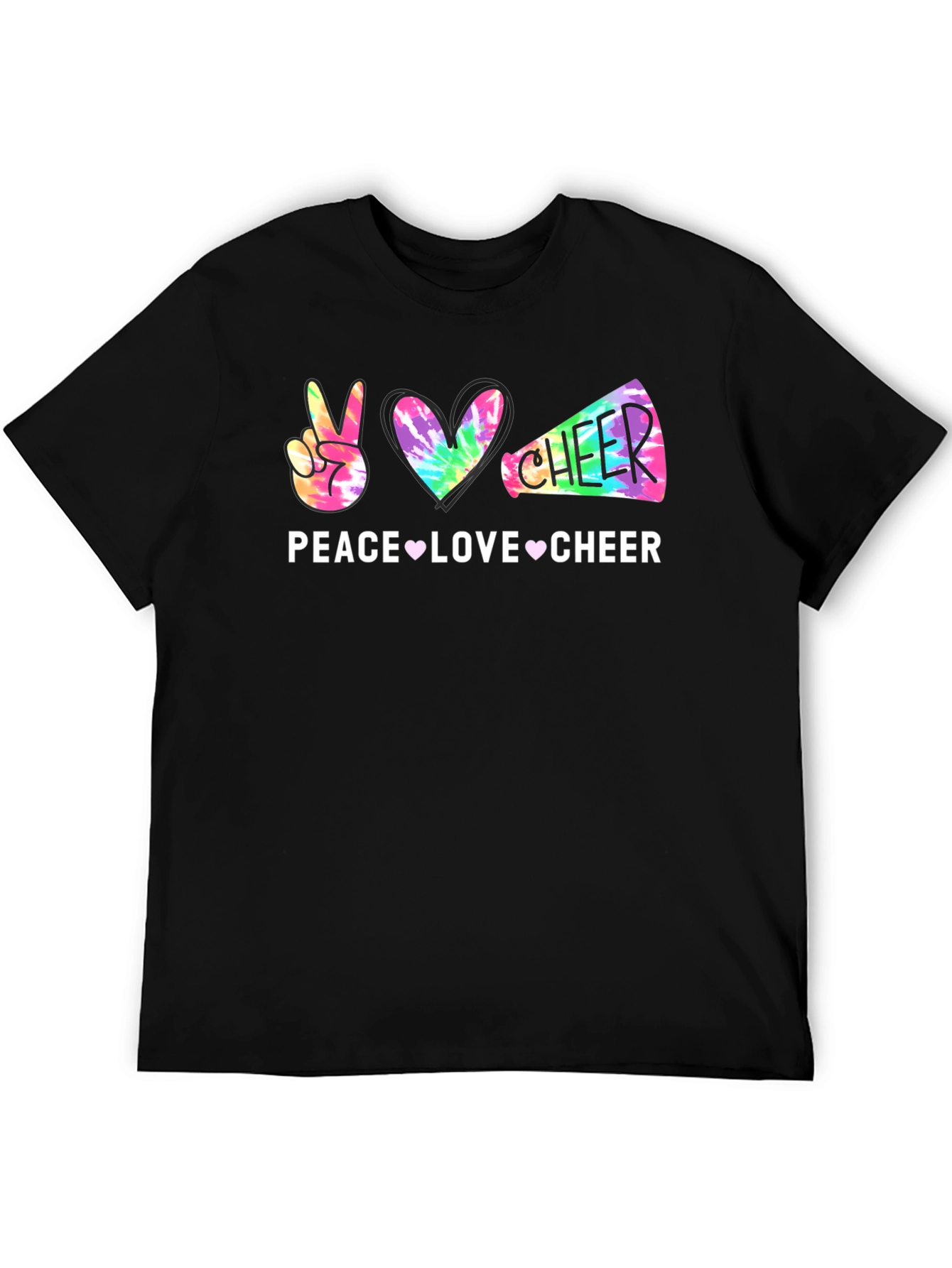 Peace Love Cheer Tie-Dye Graphic T-Shirt
