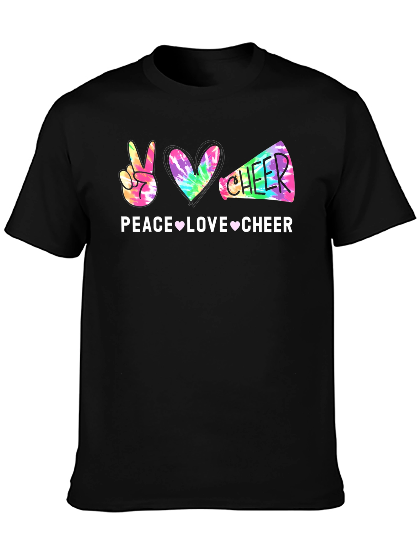 Peace Love Cheer Tie-Dye Graphic T-Shirt