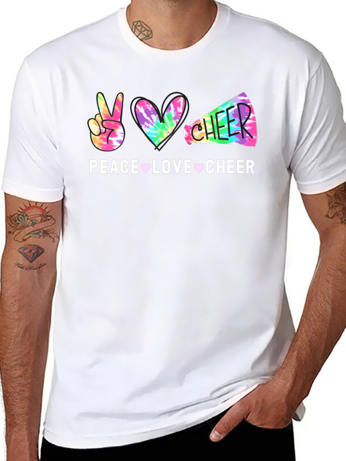 Peace Love Cheer Tie-Dye Graphic T-Shirt