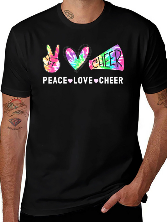 Peace Love Cheer Tie-Dye Graphic T-Shirt