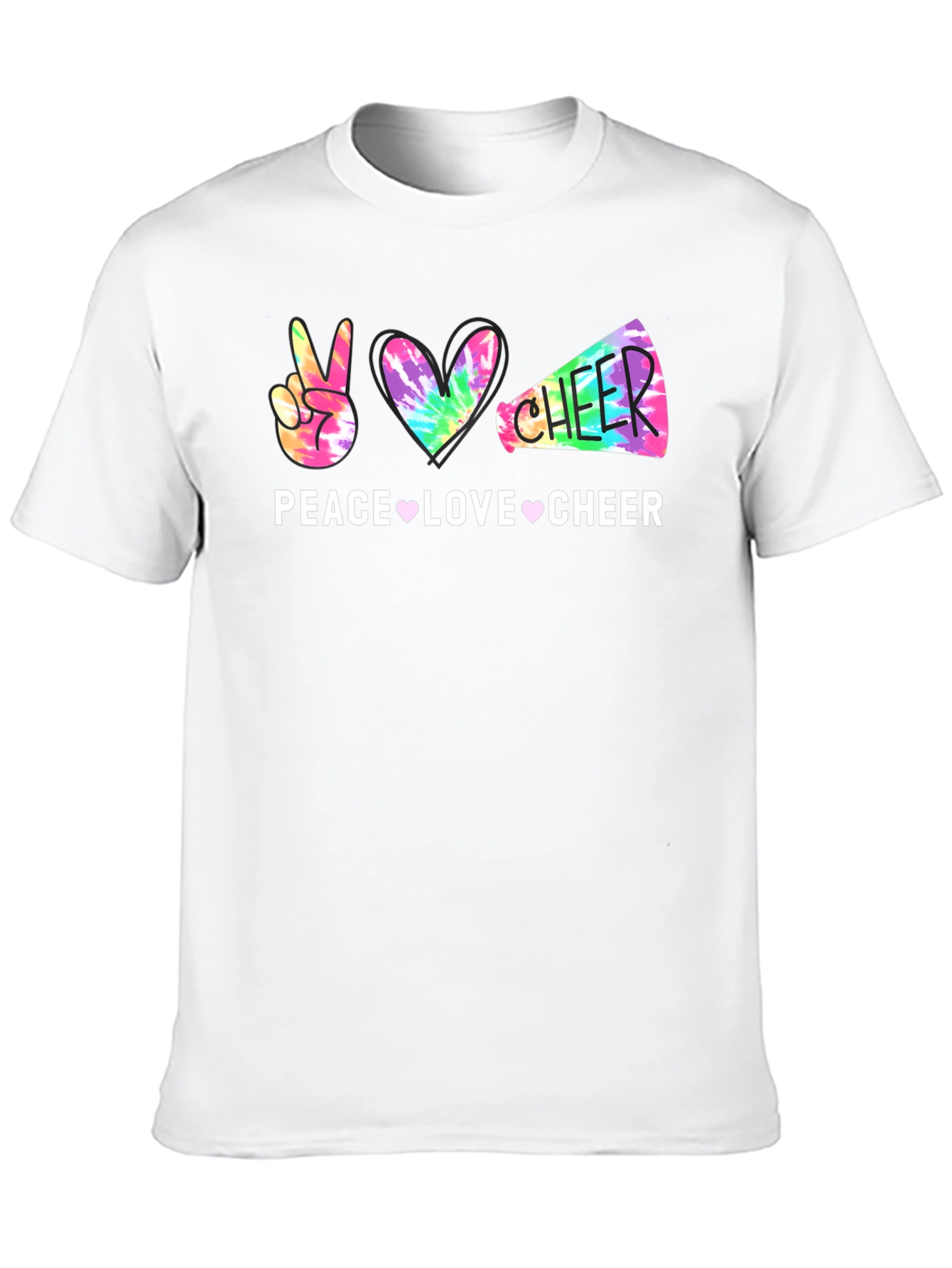 Peace Love Cheer Tie-Dye Graphic T-Shirt