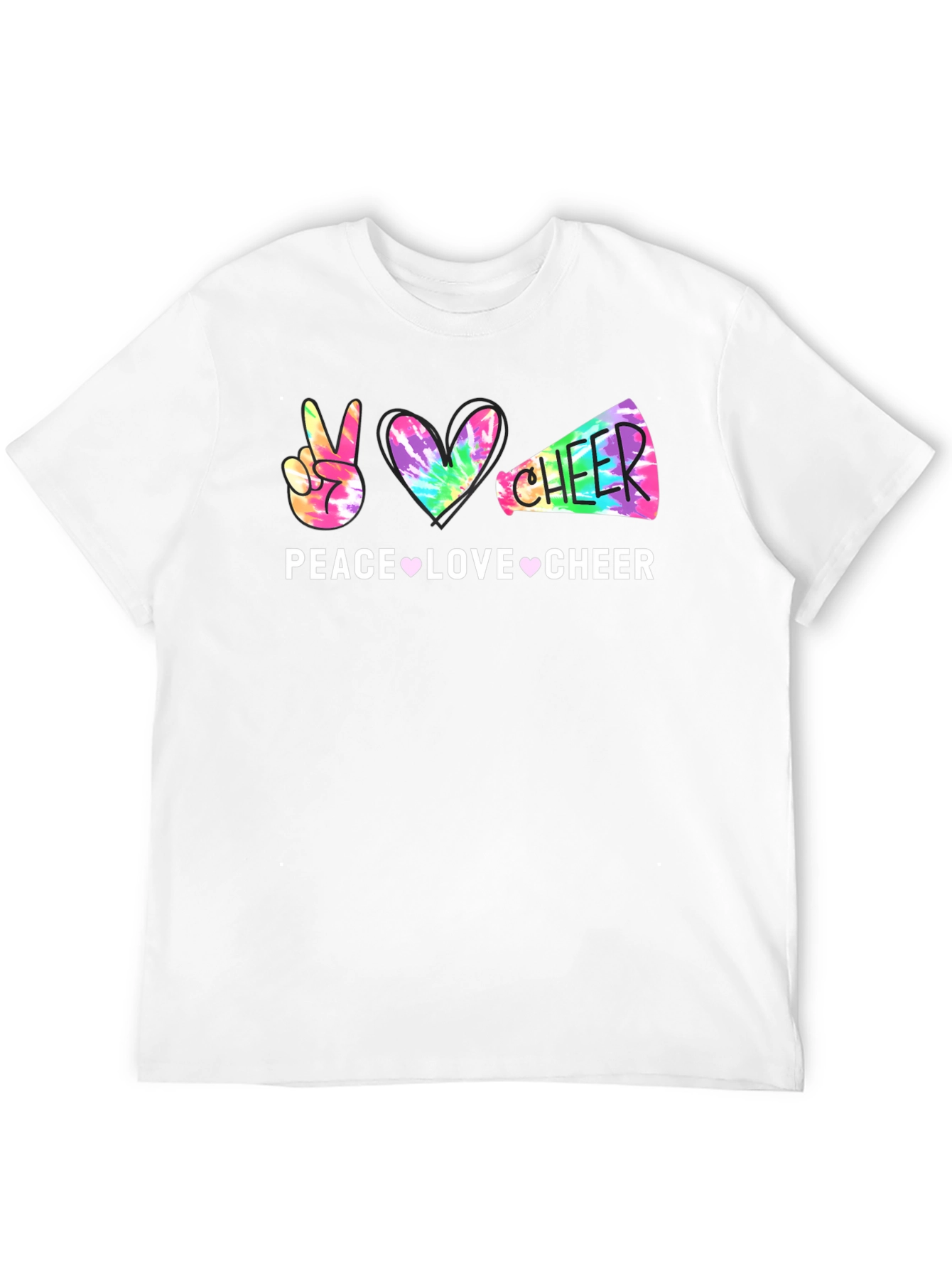 Peace Love Cheer Tie-Dye Graphic T-Shirt
