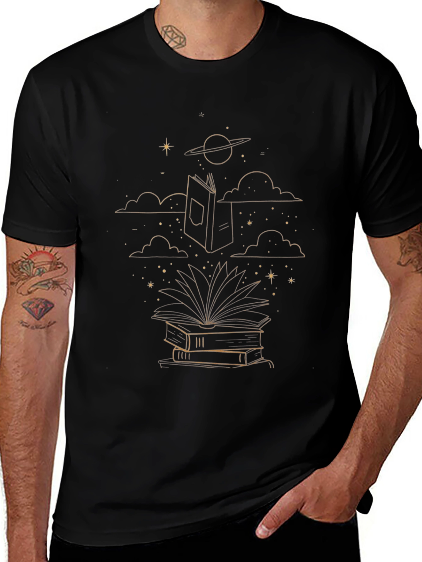 Cosmic Reader Black T-Shirt