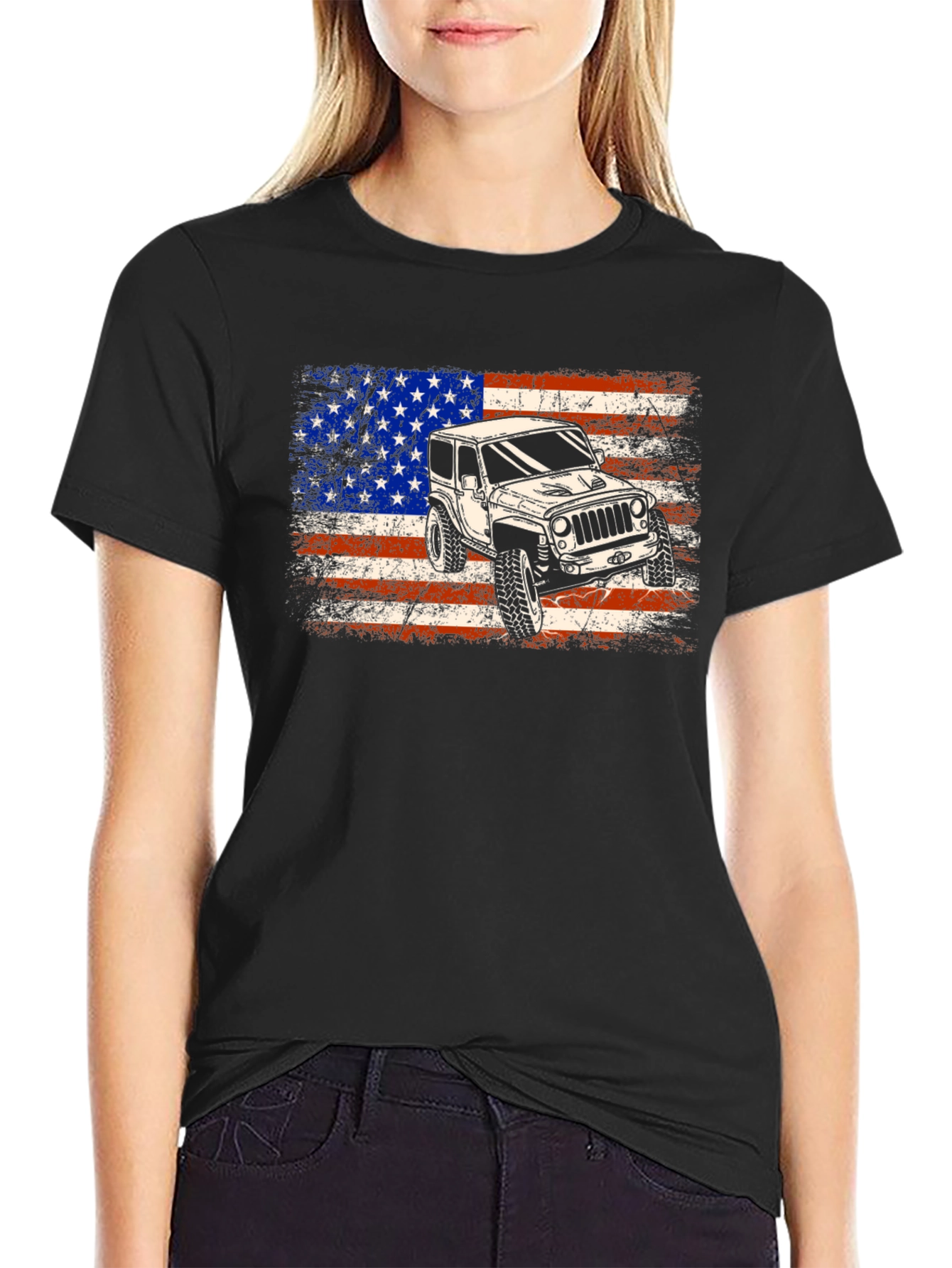 American Flag Jeep T-Shirt