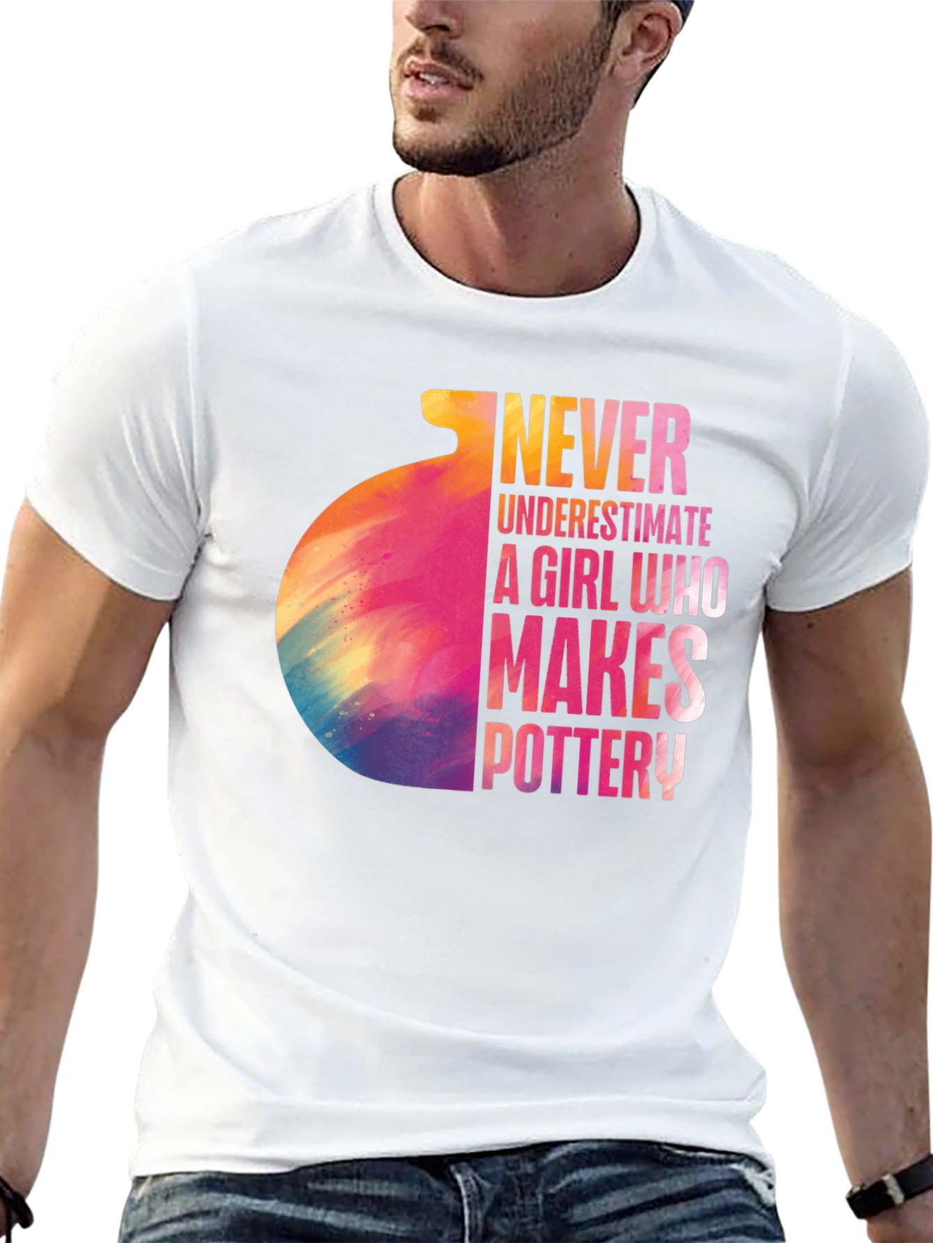Never Underestimate Pottery Girl Black T-Shirt