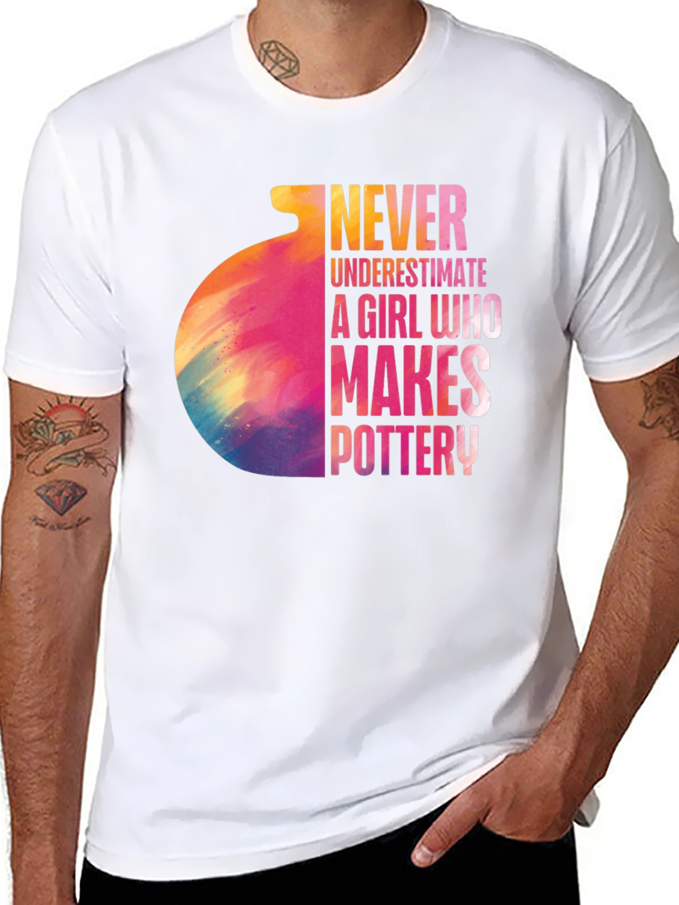 Never Underestimate Pottery Girl Black T-Shirt
