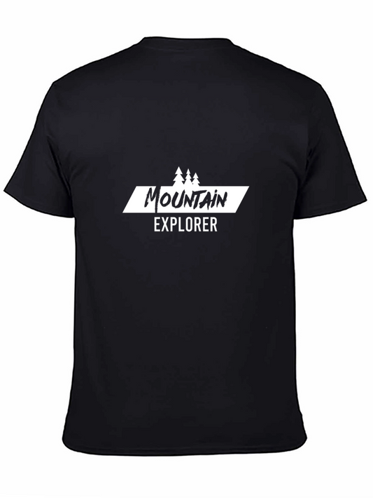 Mountain Explorer Graphic Tee - Black Cotton T-Shirt
