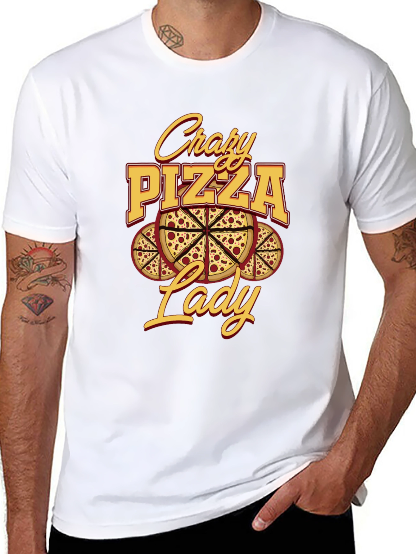 Crazy Pizza Lady Graphic Tee - Unisex Black T-Shirt