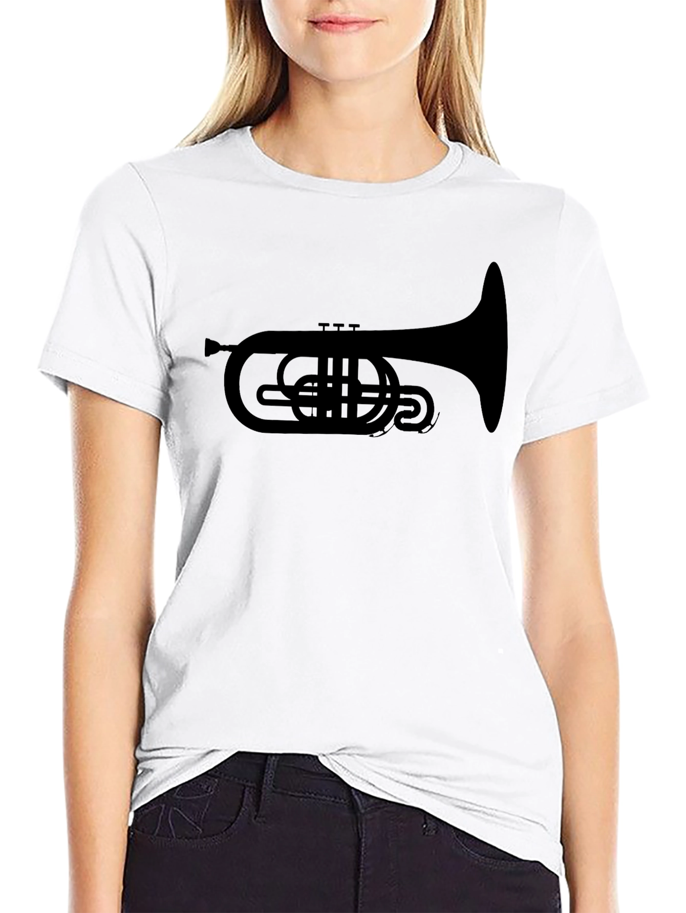 Black Trumpet Graphic Tee - Musical Instrument T-Shirt