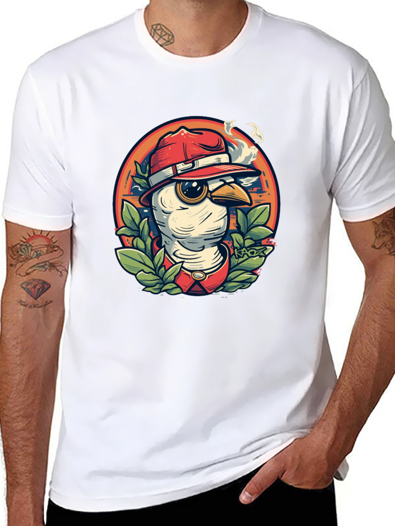 Cool Cartoon Bird T-Shirt - Black