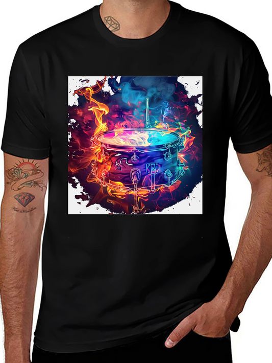 Flaming Drum Kit Graphic Tee - Rock On!