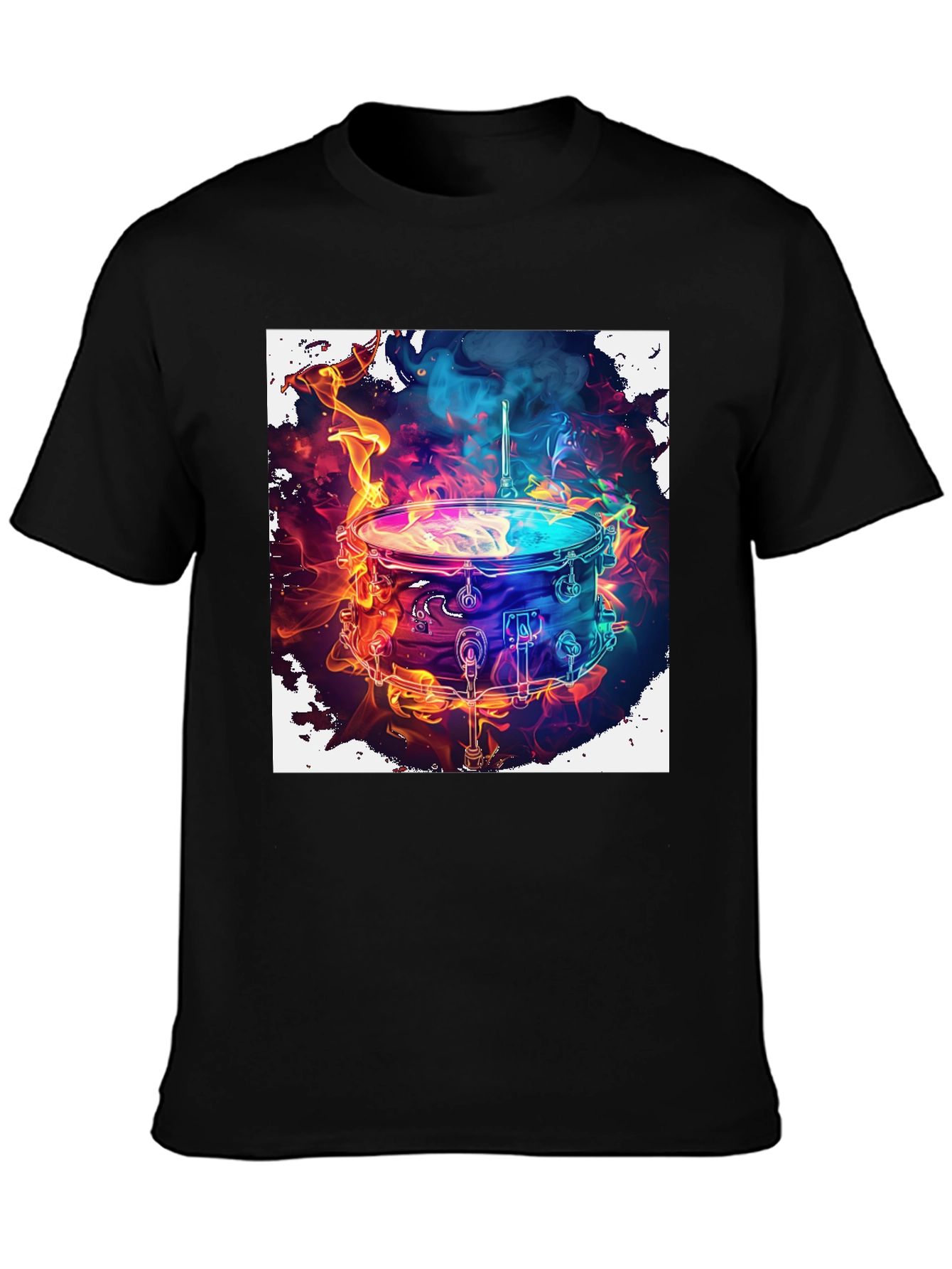 Flaming Drum Kit Graphic Tee - Rock On!
