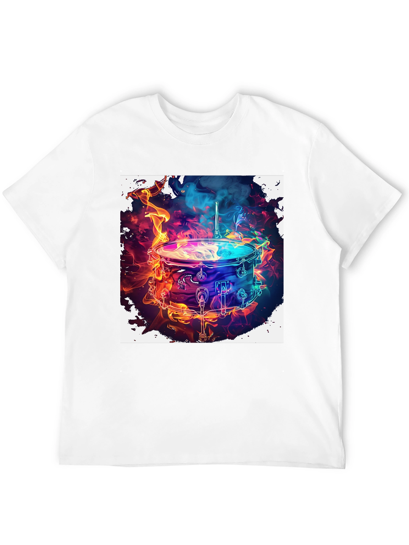 Flaming Drum Kit Graphic Tee - Rock On!