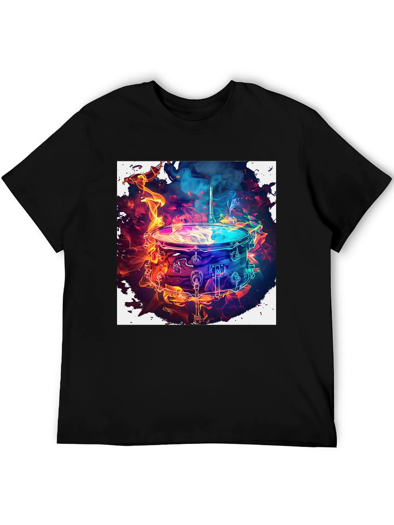 Flaming Drum Kit Graphic Tee - Rock On!