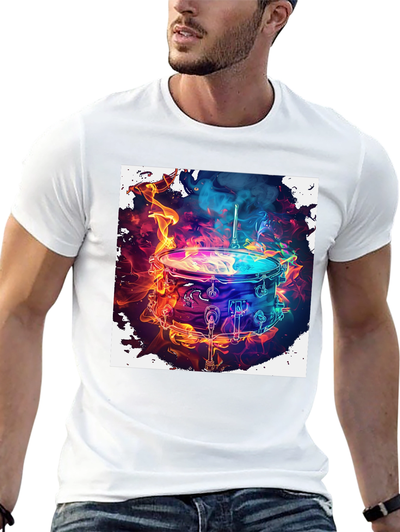 Flaming Drum Kit Graphic Tee - Rock On!