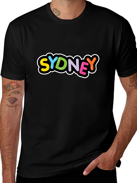 Sydney Colorful Letters T-Shirt - Black