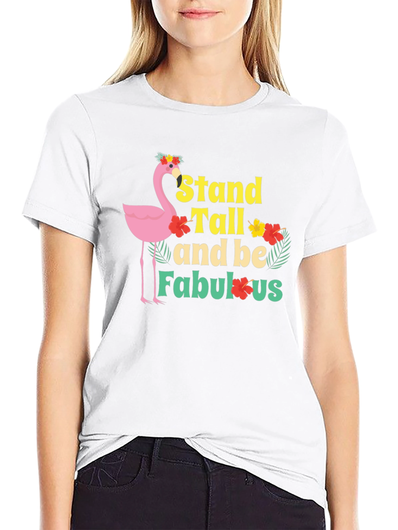 Stand Tall Flamingo Graphic Tee - Black