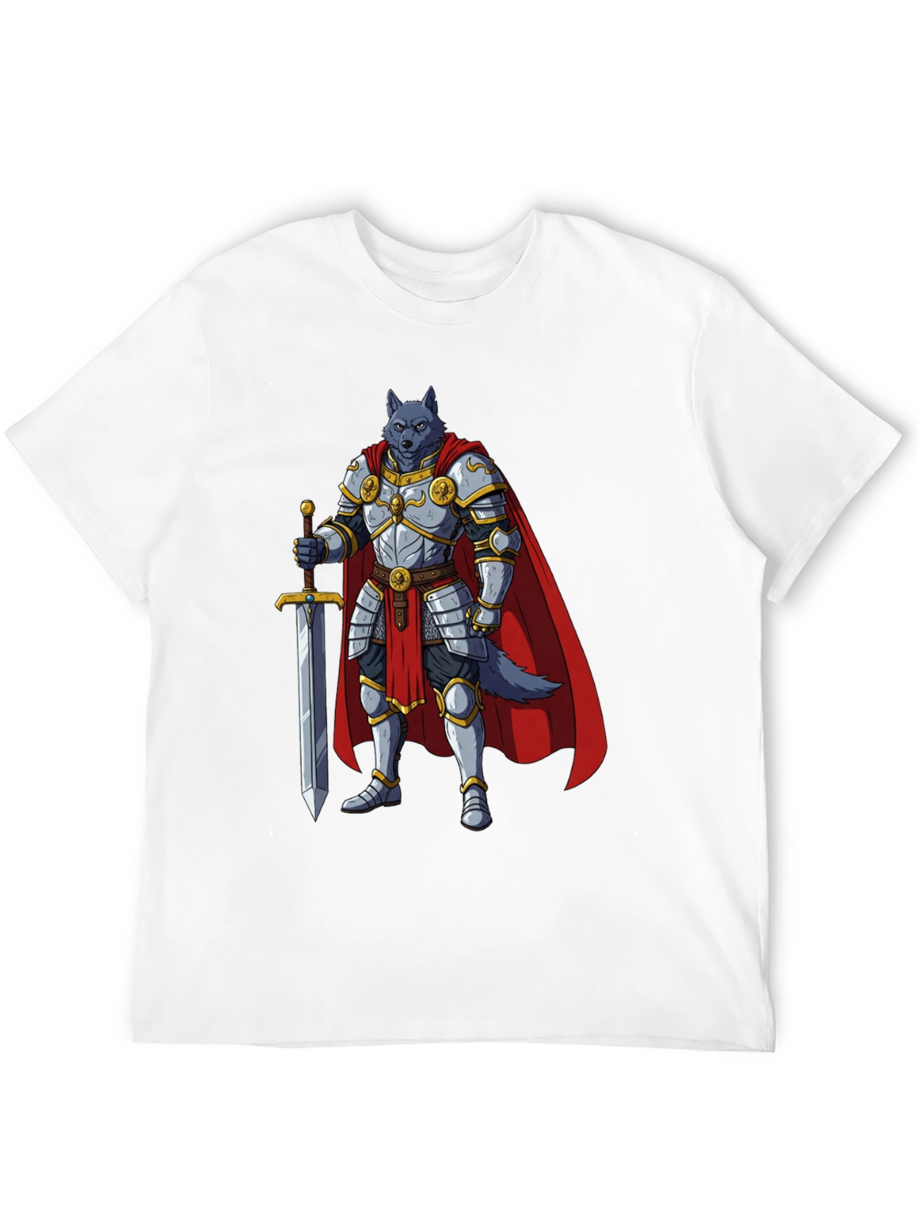 Wolf Knight Graphic Tee - Medieval Fantasy Shirt