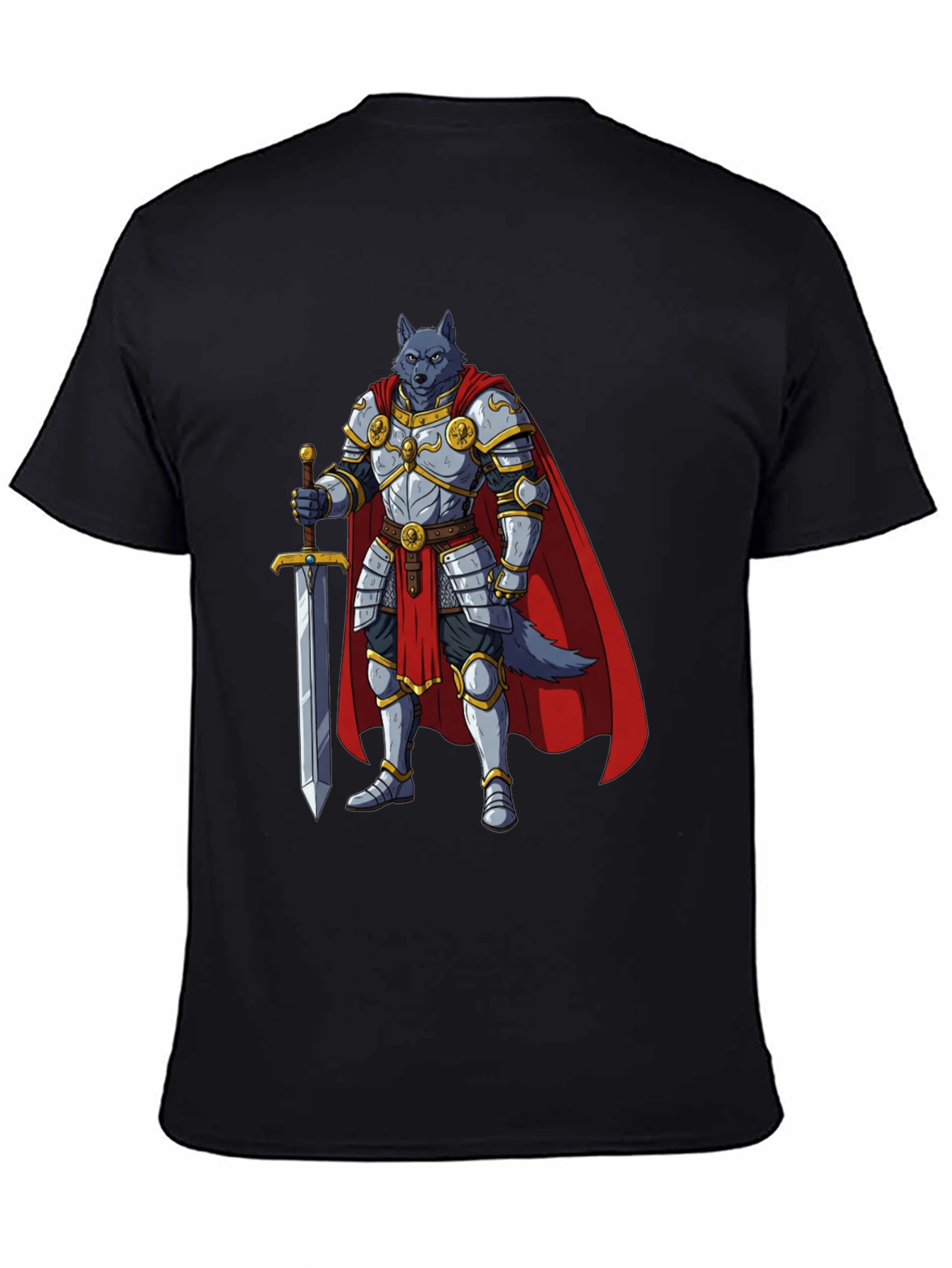 Wolf Knight Graphic Tee - Medieval Fantasy Shirt