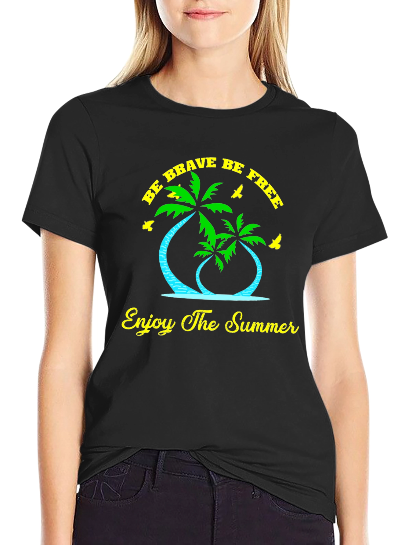 Summer Vibes Graphic Tee: Be Brave Be Free!