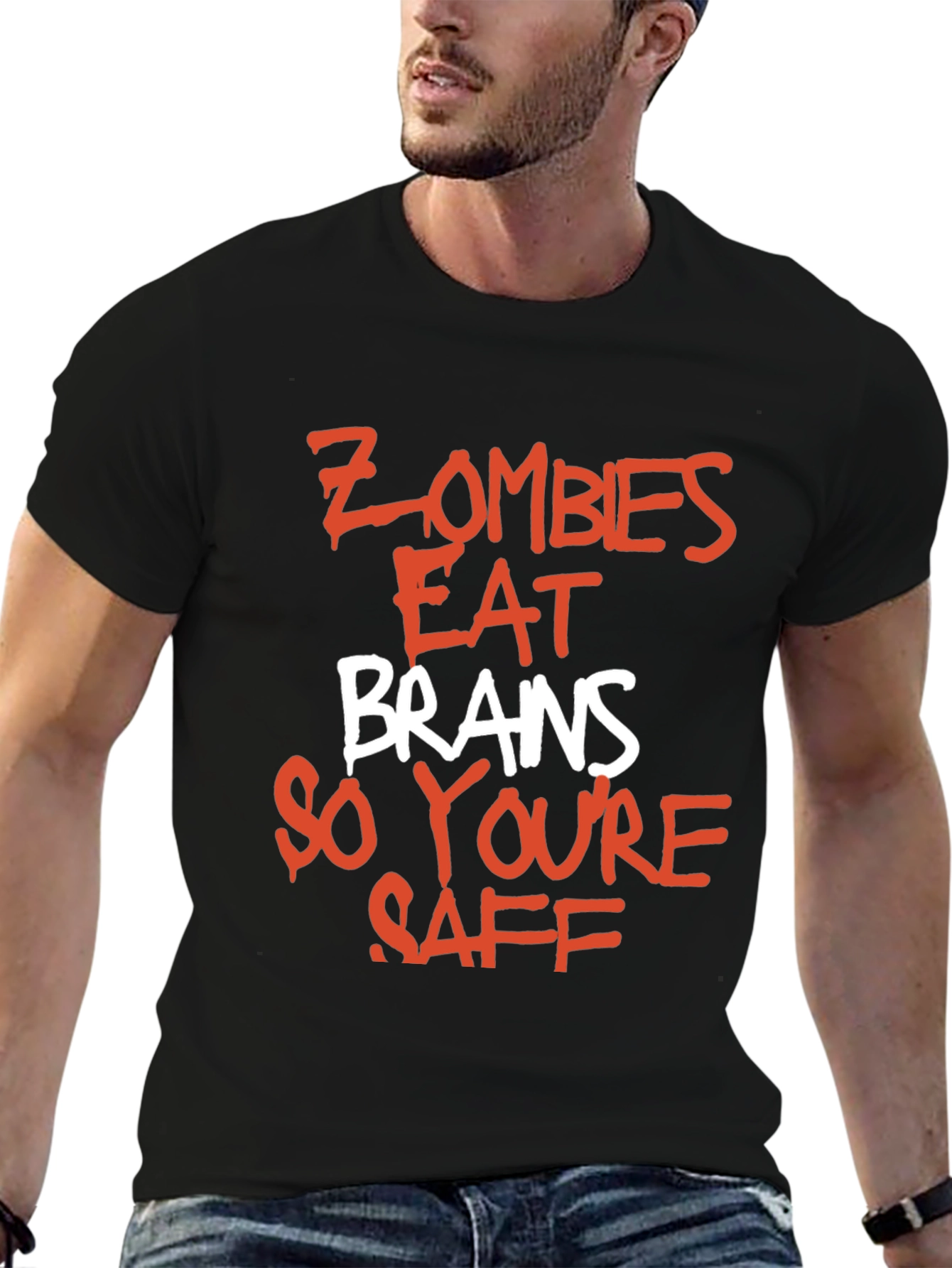 Zombie Brains Graphic Tee - Funny Slogan T-Shirt