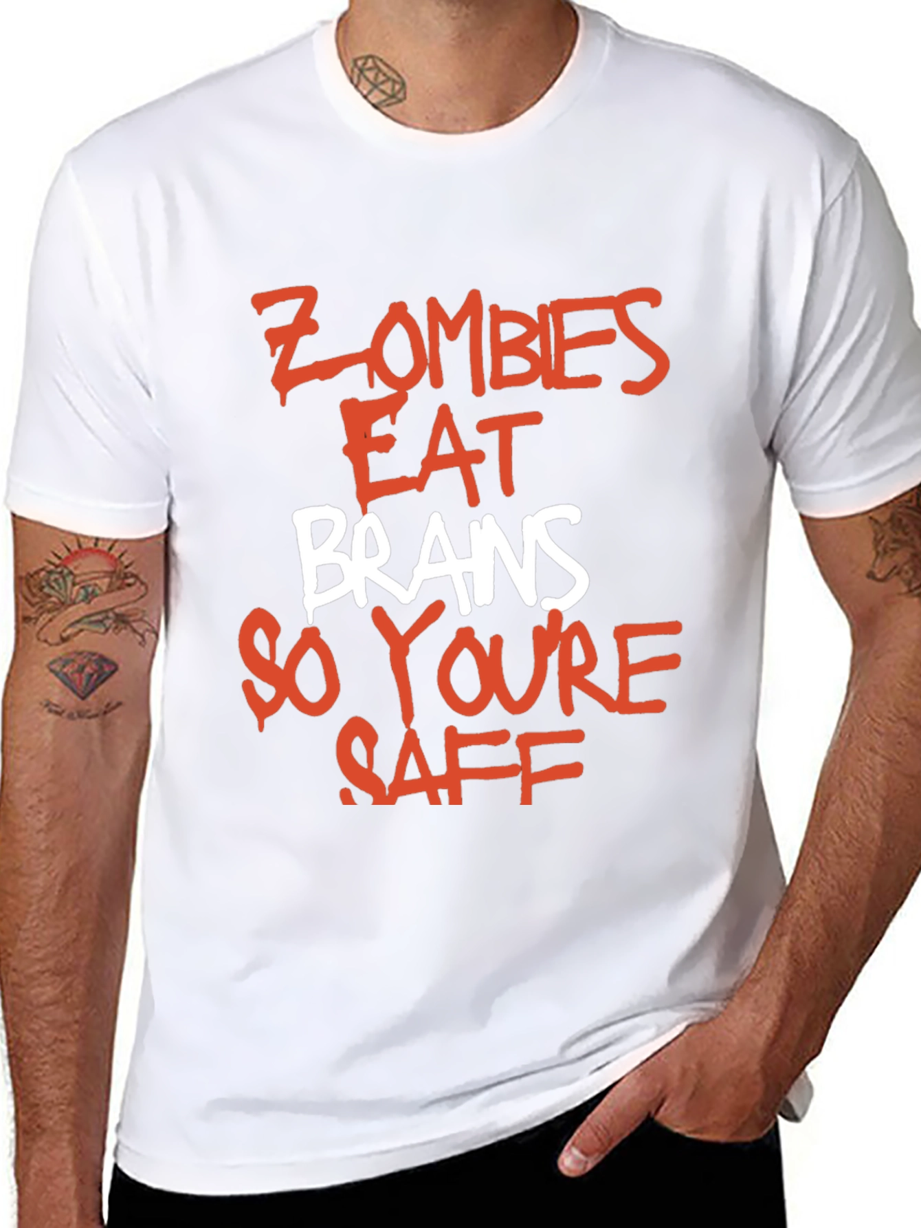 Zombie Brains Graphic Tee - Funny Slogan T-Shirt
