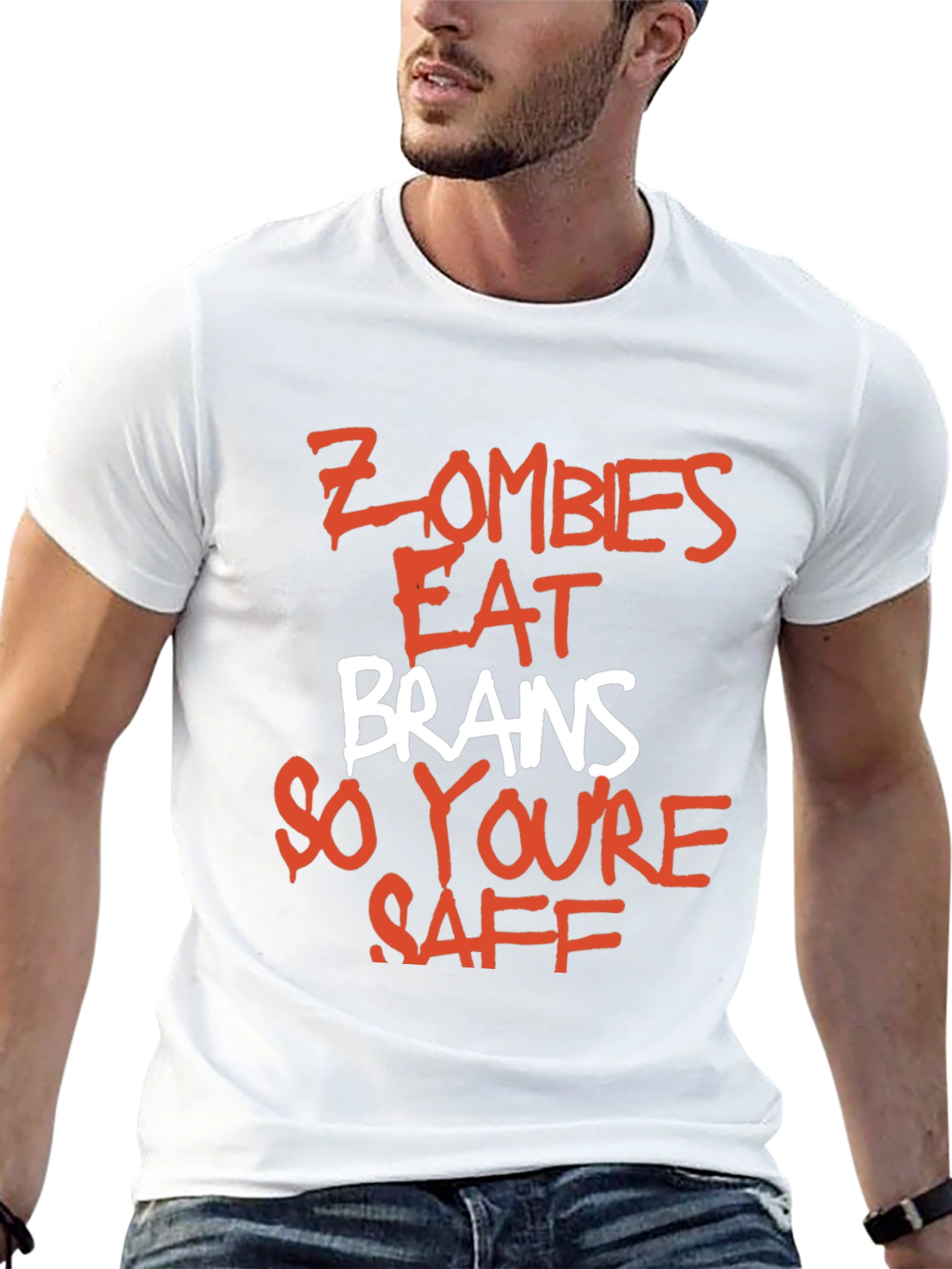 Zombie Brains Graphic Tee - Funny Slogan T-Shirt