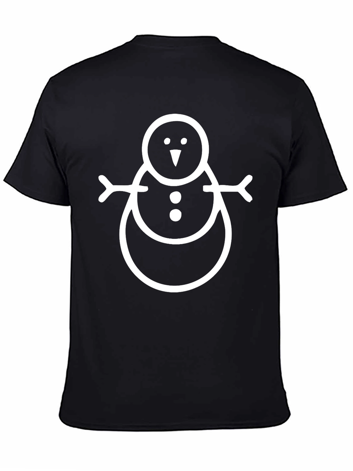 Festive Snowman Graphic Tee - Black Cotton Comfort