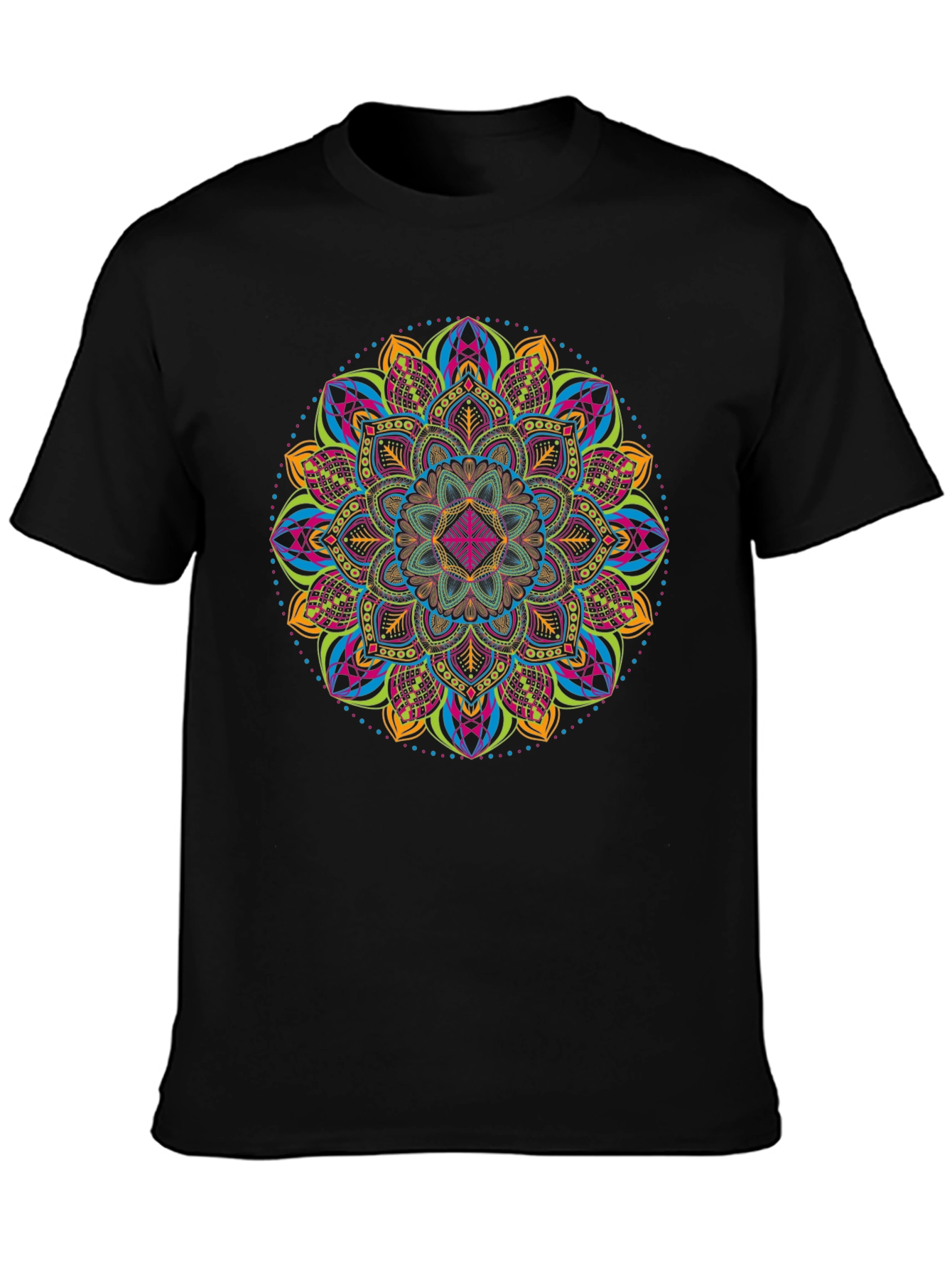 Vibrant Mandala Graphic Tee - Unisex Black T-Shirt