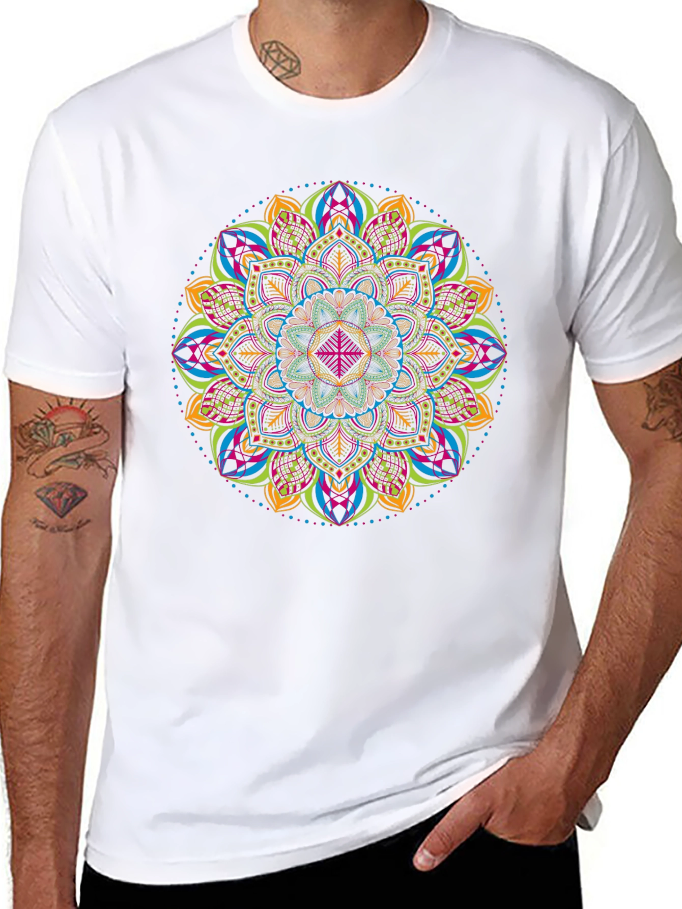 Vibrant Mandala Graphic Tee - Unisex Black T-Shirt