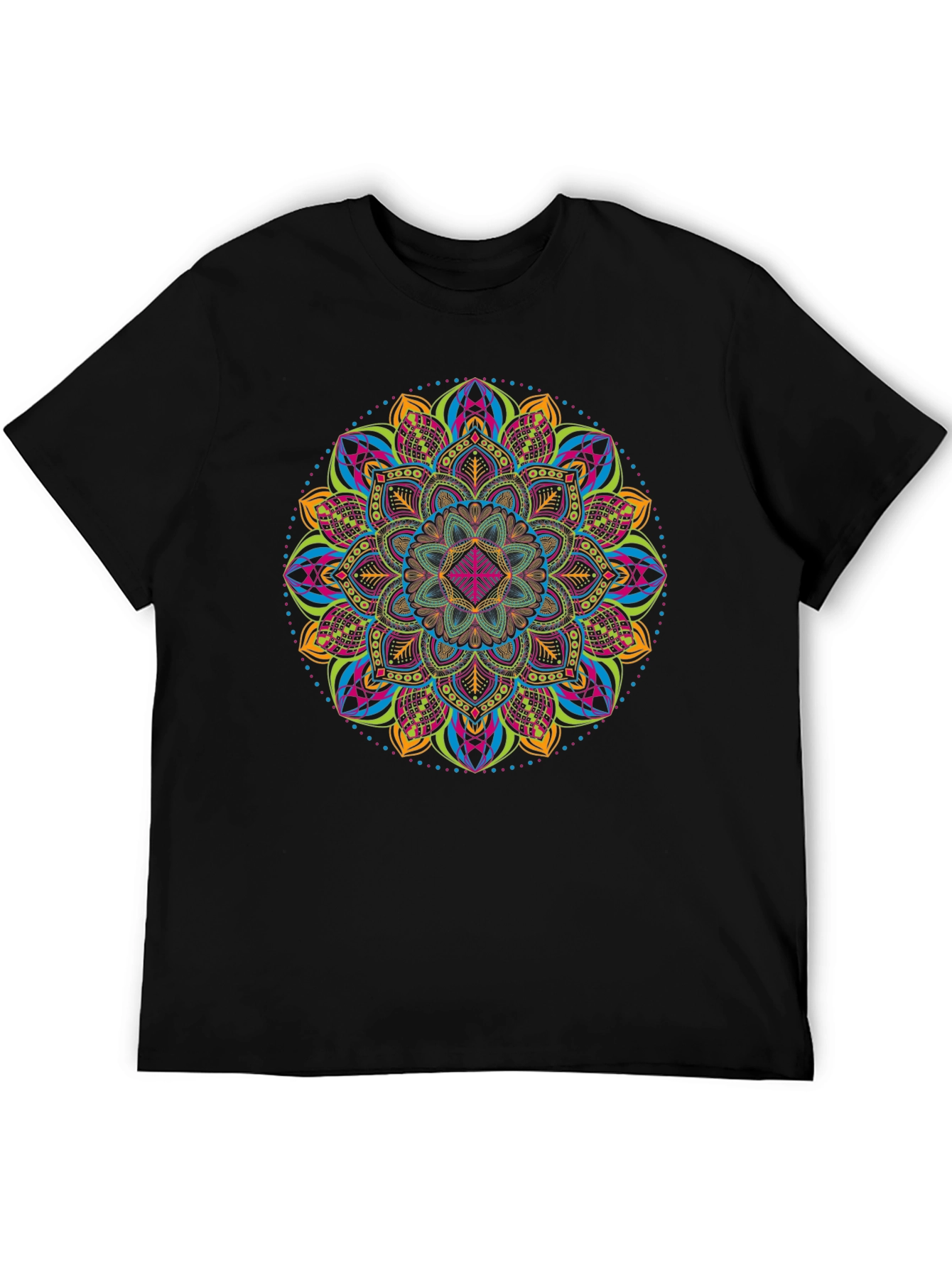 Vibrant Mandala Graphic Tee - Unisex Black T-Shirt