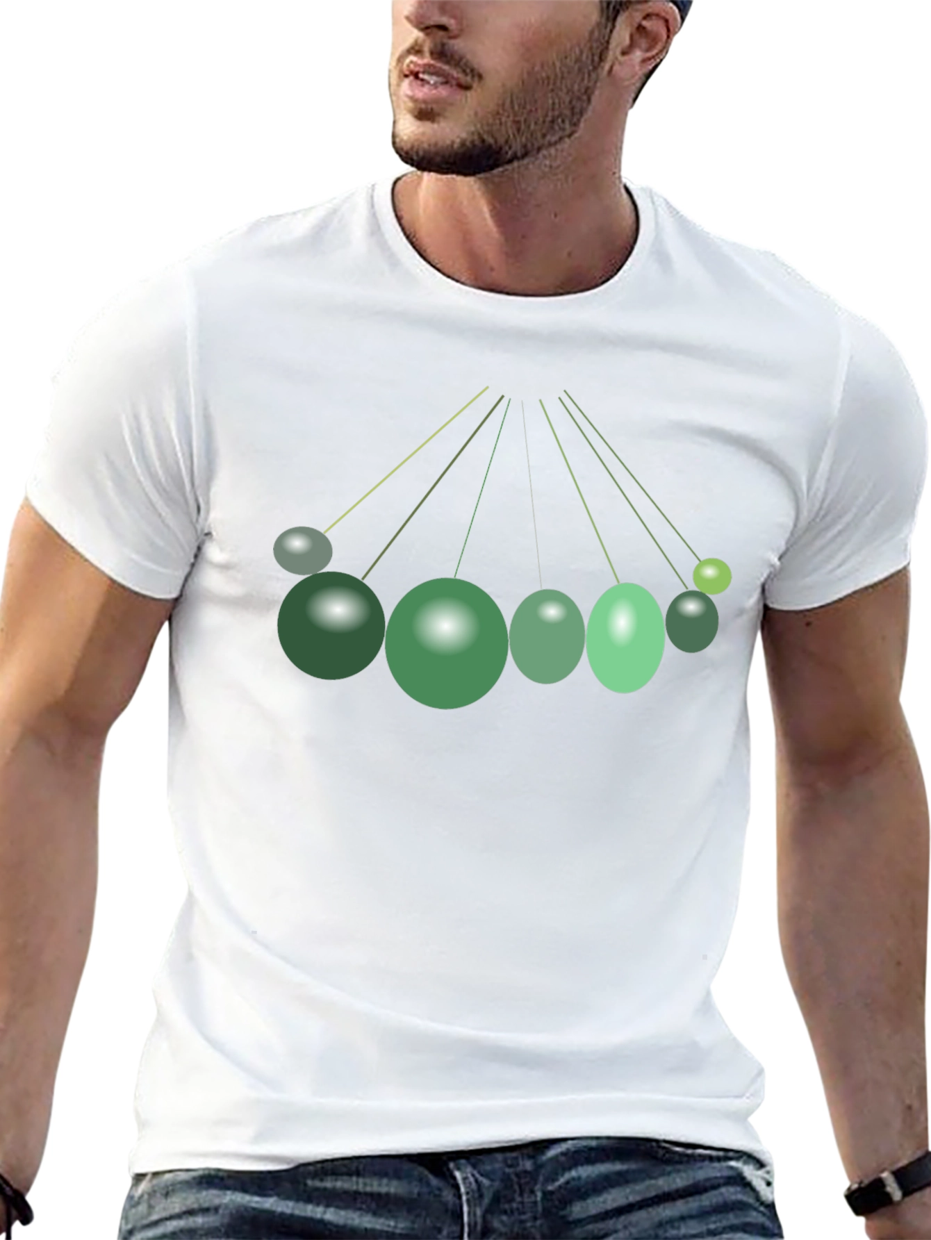 Abstract Green Spheres Graphic T-Shirt
